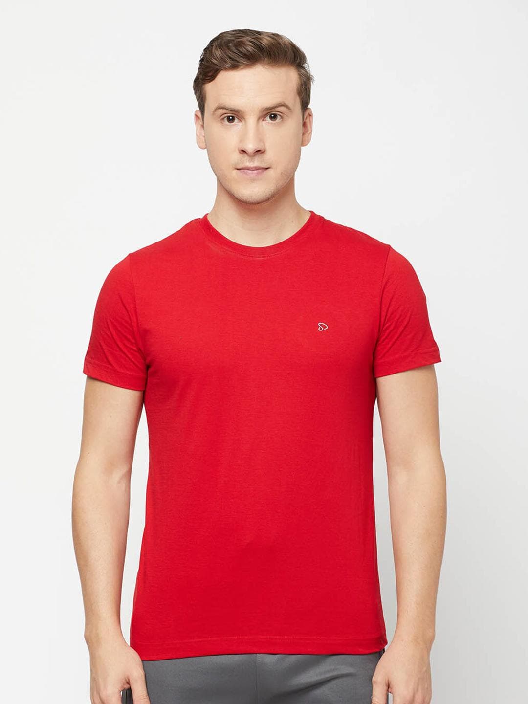 SPORTO Men Red Regular Fit Cotton T-shirt