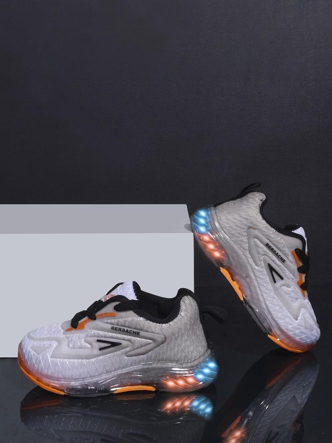 BERSACHE Boys Woven Design Sneakers With LED