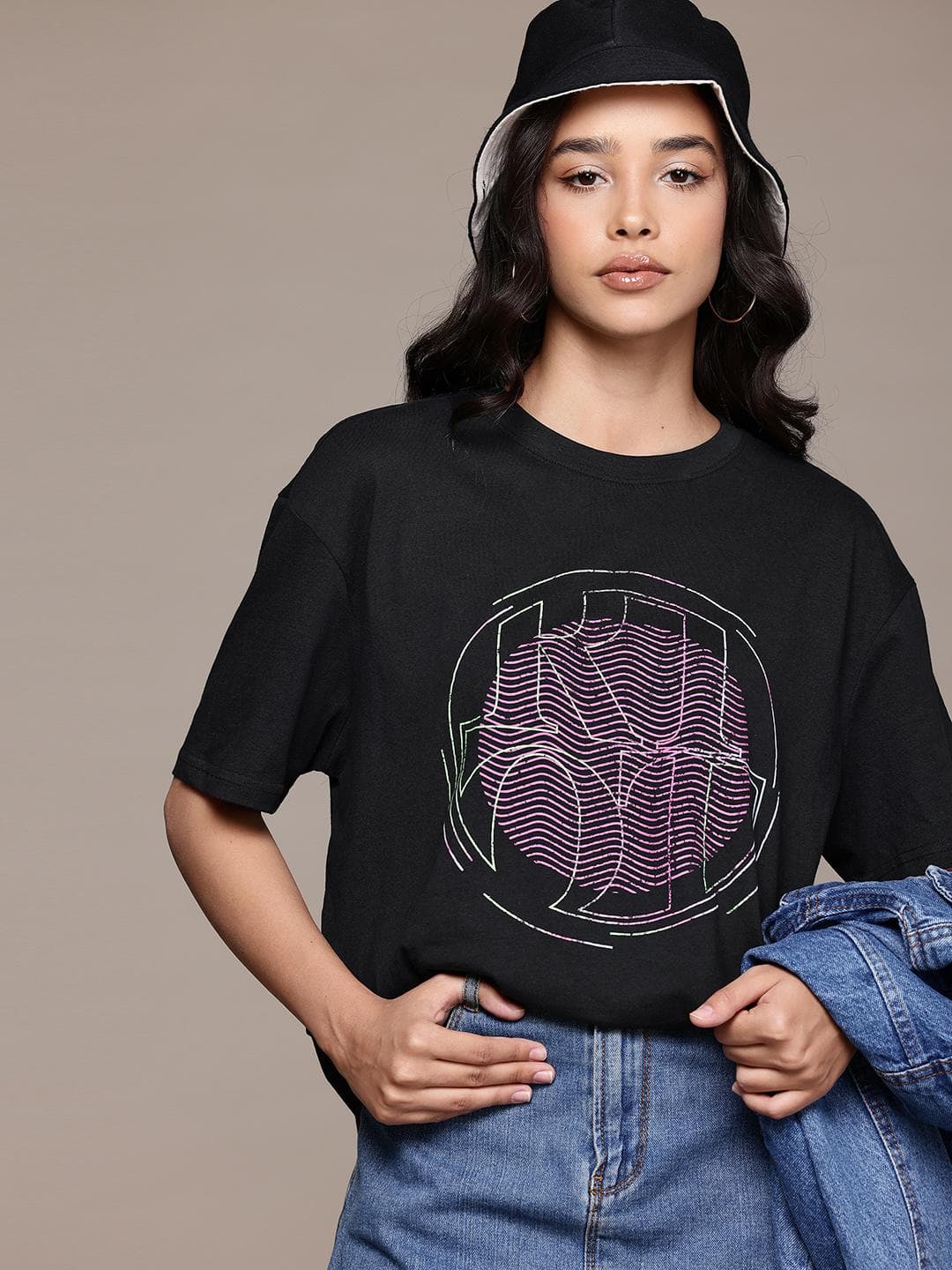 The Roadster Lifestyle Co. Printed Oversize Cotton T-shirt