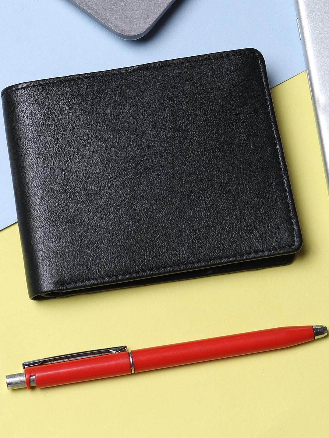 Buy Roadster Men Black Textured PU Two Fold Wallet - - Accessories for Men
