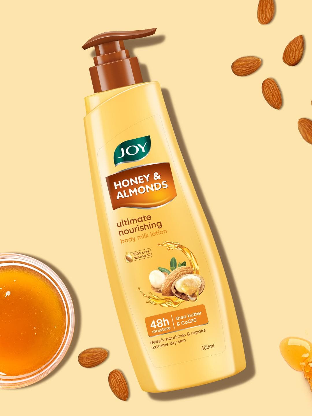 JOY Honey & Almonds Summer Body Lotion For Dry Skin With Shea Butter - 400ml