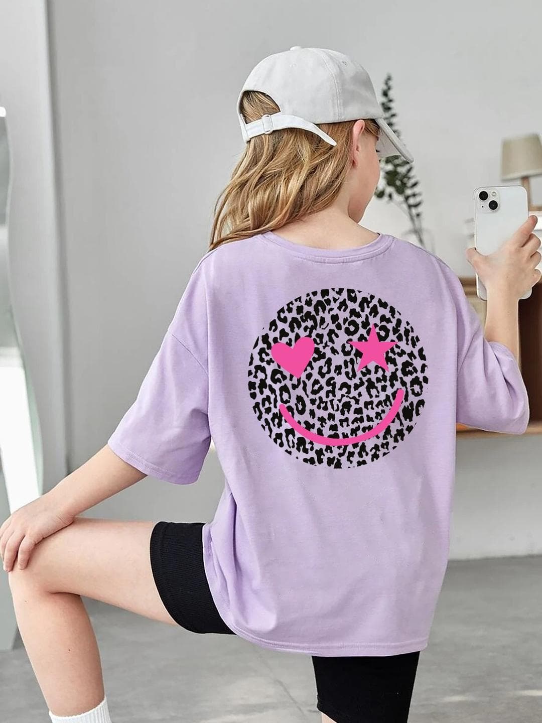 KEESOR Girls Lavender PrintedTshirts