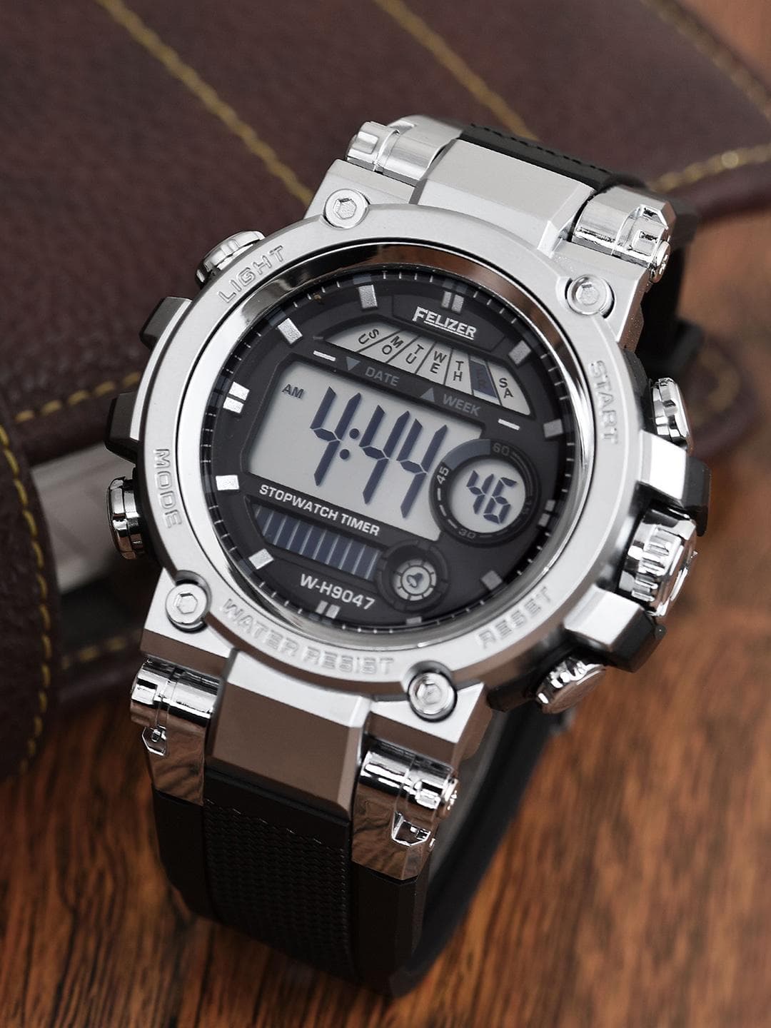 Buy FELIZER Men Textured Straps Analogue And Digital Watch H9047 LSKA SilverBlk - - Accessories for Men