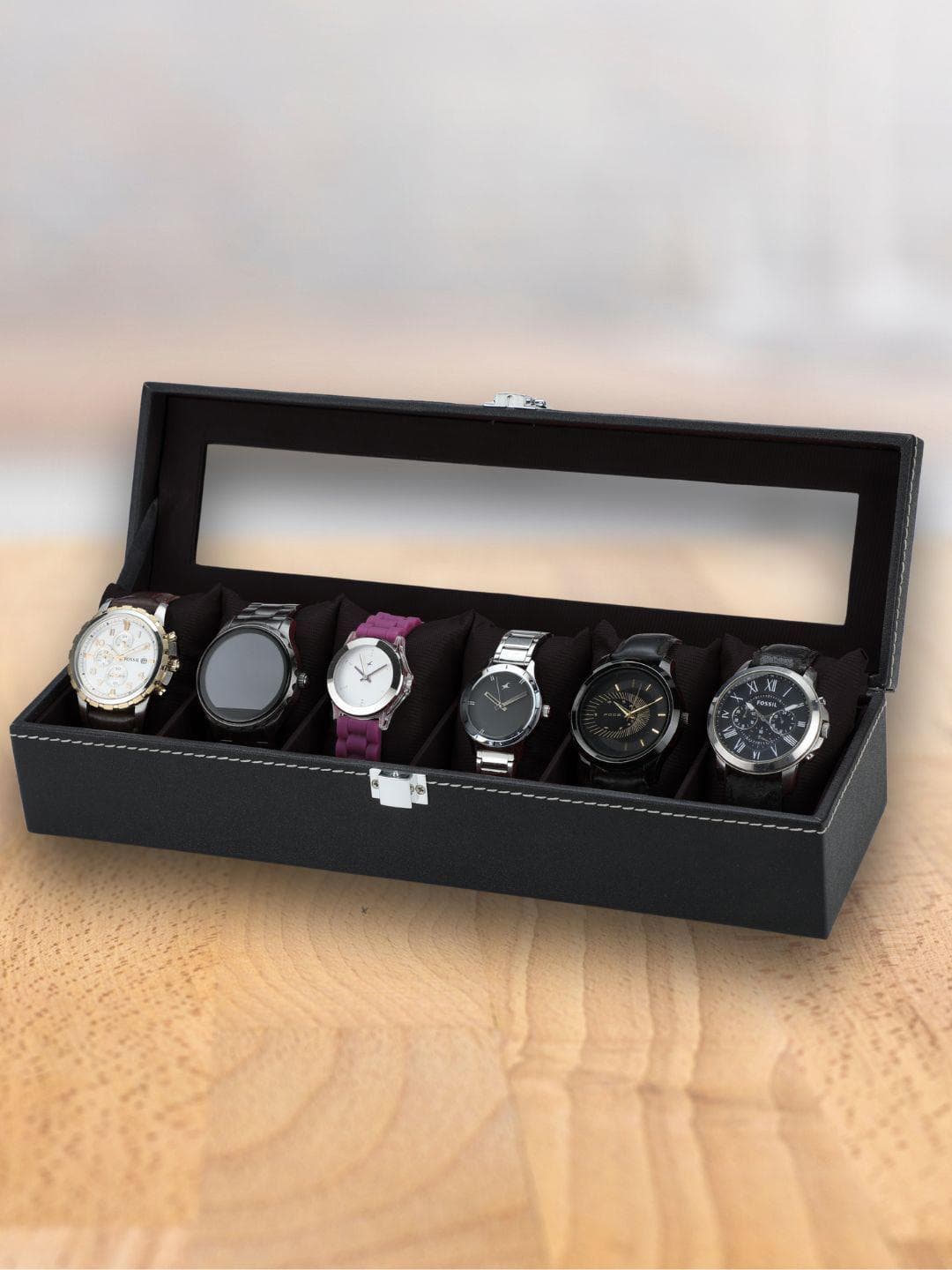 Buy ZENWOOD Black 6 Slots Watch Organiser Box - - Accessories for Unisex