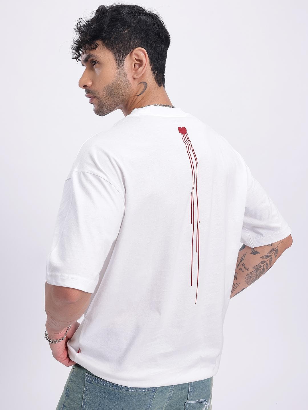 glitchez Pure Cotton Drop-Shoulder Sleeves Oversized T-shirt