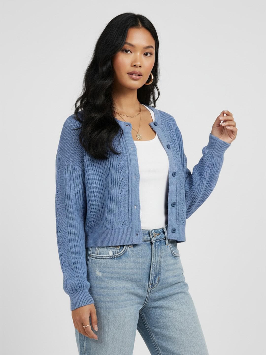 glitchez Ribbed Drop-Shoulder Oversized Cardigan