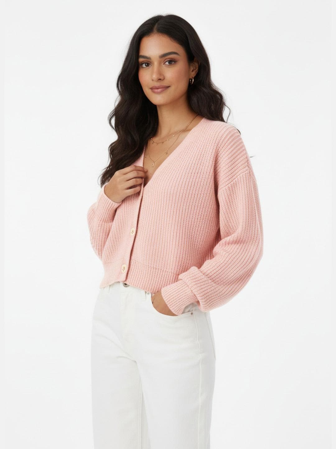 glitchez Ribbed Drop-Shoulder Cardigan
