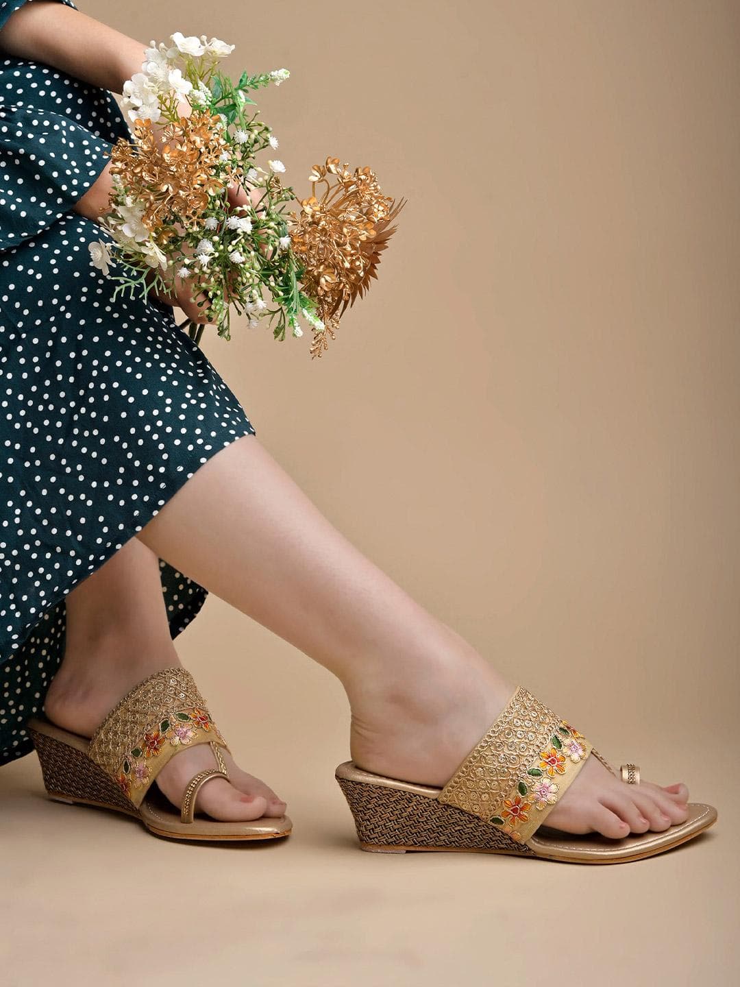 Stylestry Embellished Wedge Heel Sandals