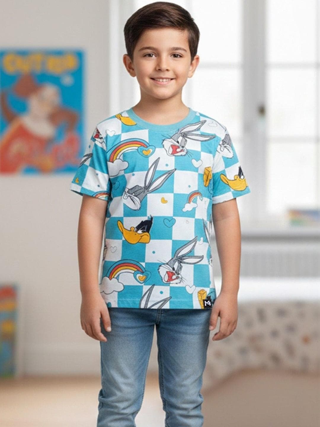 YK X Minute Mirth Boys Bugs Bunny Printed Half Sleeve Cotoon T-Shirt