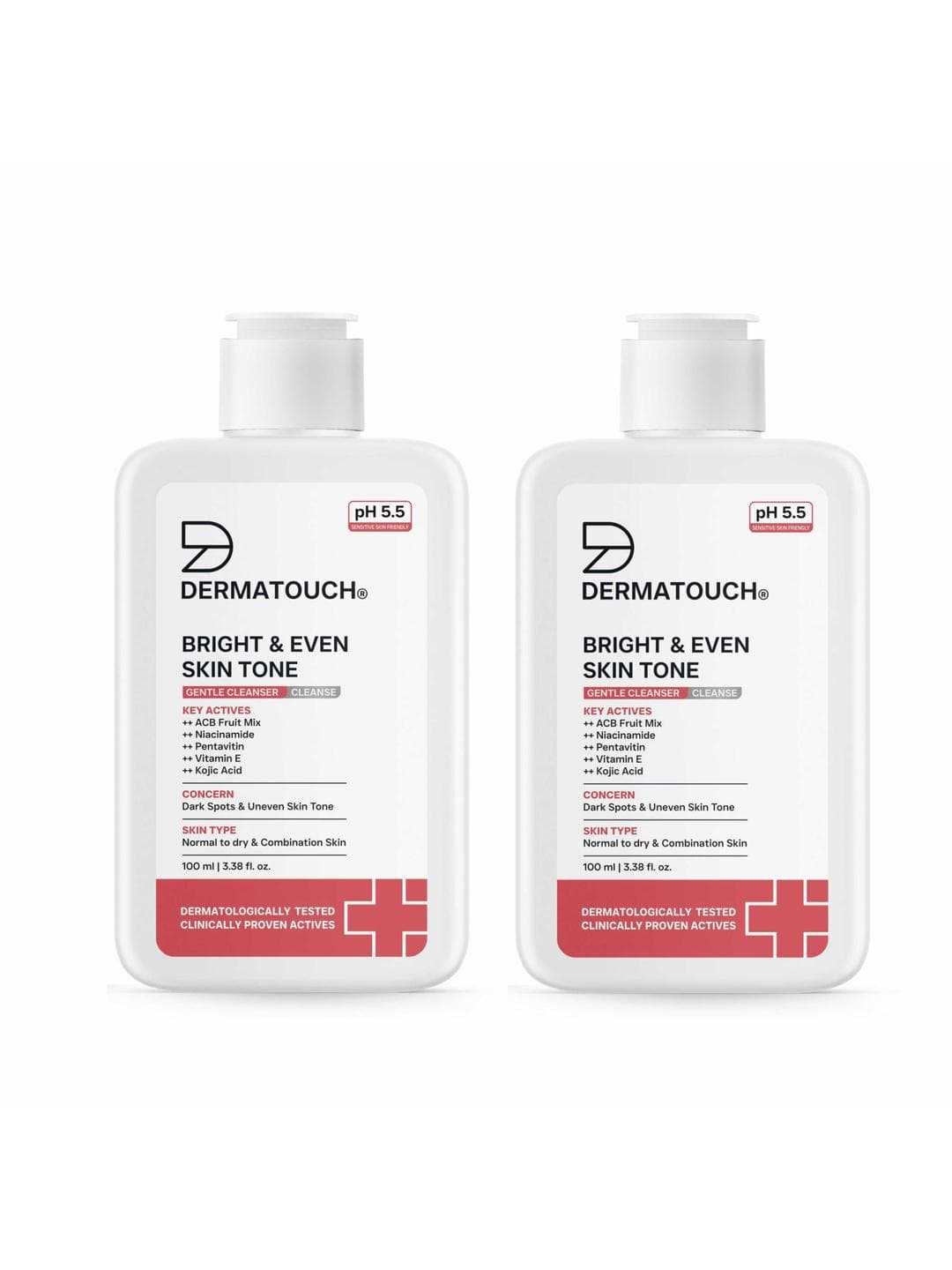 Dermatouch Set Of 2 Bright & Even Skin Tone Gentle Cleanser - 100 ml Each
