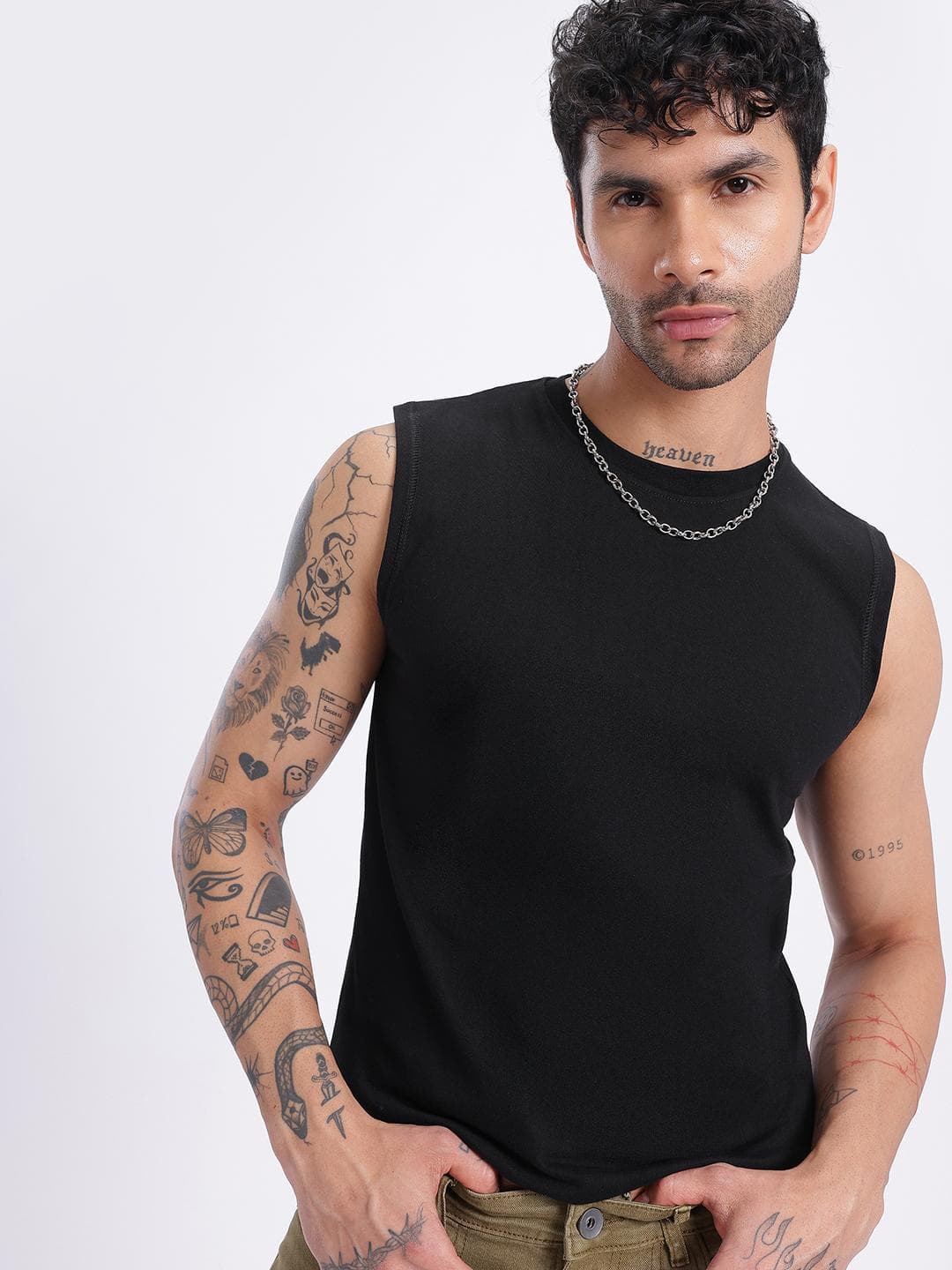 glitchez Regular Fit Vest-Style T-shirt