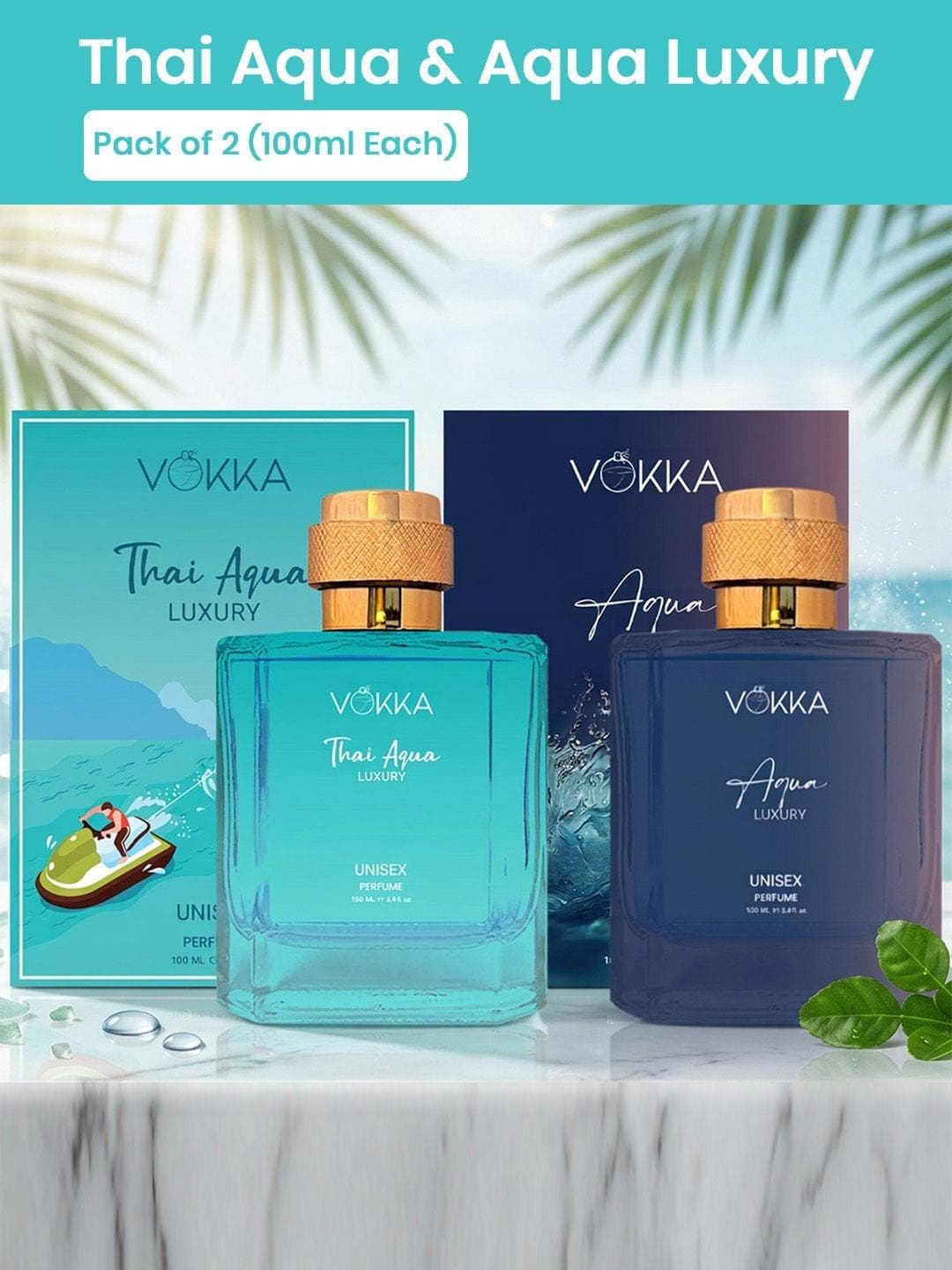 Buy VOKKA Unisex Set Of 2 Thai Aqua & Aqua Luxury Long Lasting Perfumes 100 Ml Each - - Personal Care for Unisex