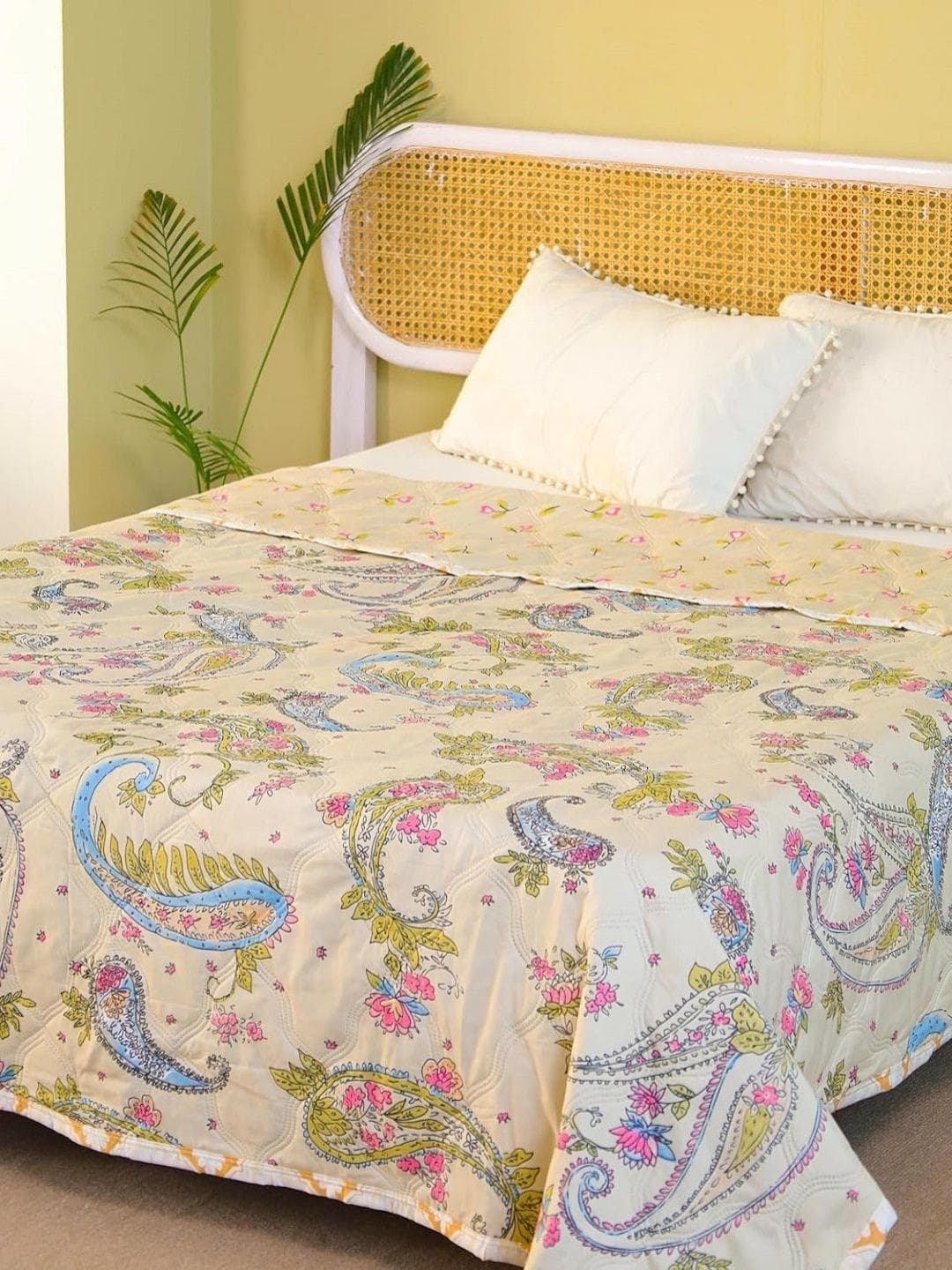 Buy CHICERY Green & Blue Floral AC Room 210 GSM Pure Cotton Double Bed Dohar - - Home for Unisex