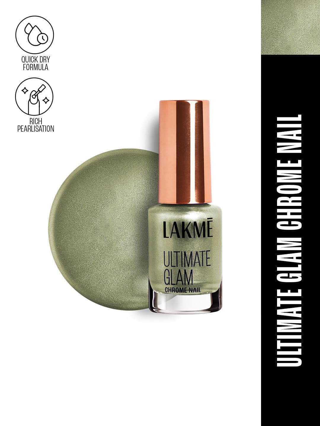 Lakme Ultimate Glam Chrome Nail Paint with Quick Dry Formula 6 ml - Sage
