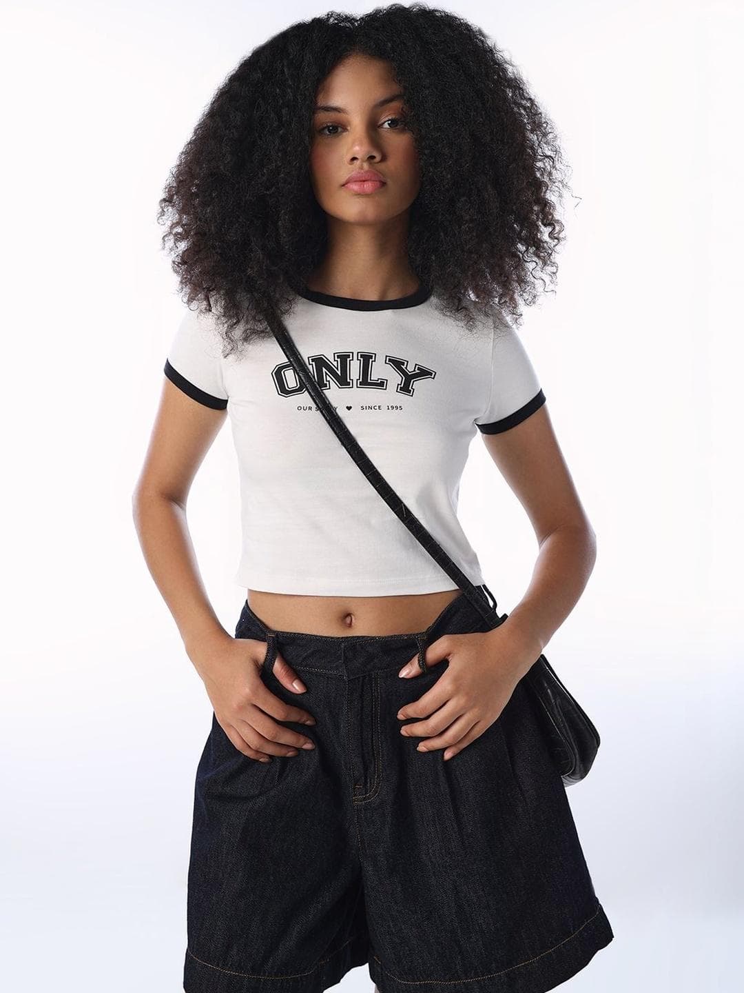 ONLY Women Typography Printed Round Neck Slim Fit Cotton T-shirt