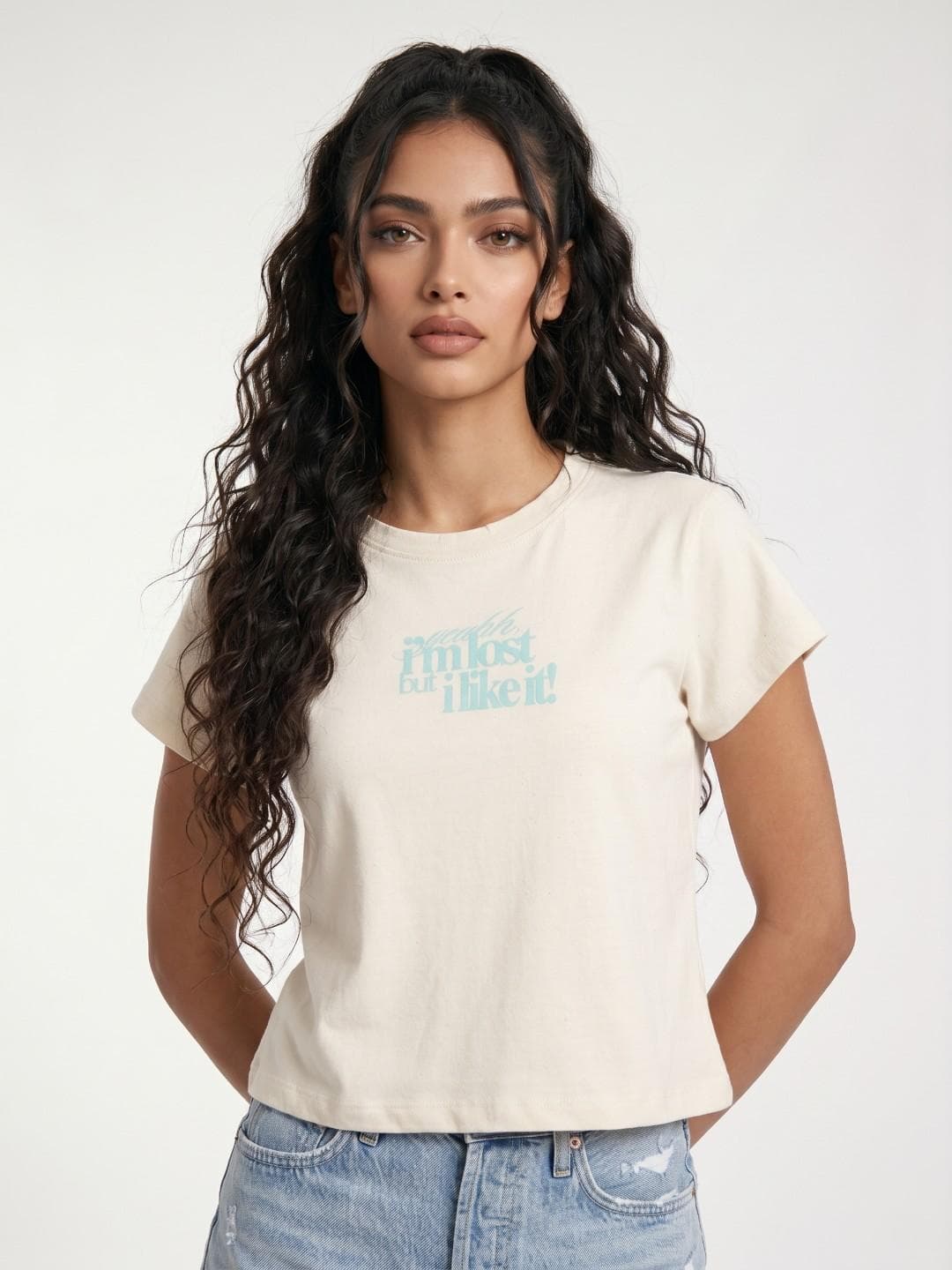 glitchez Women Typography Regular Fit T-shirt