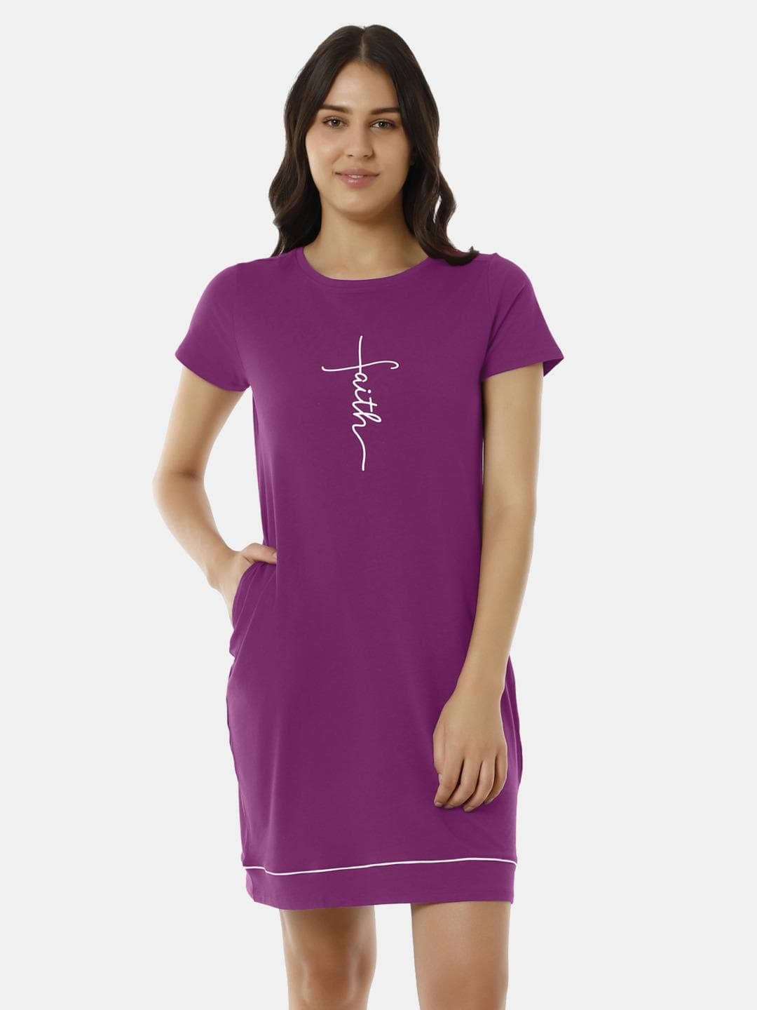 Amante Typography Printed T-Shirt Nightdress