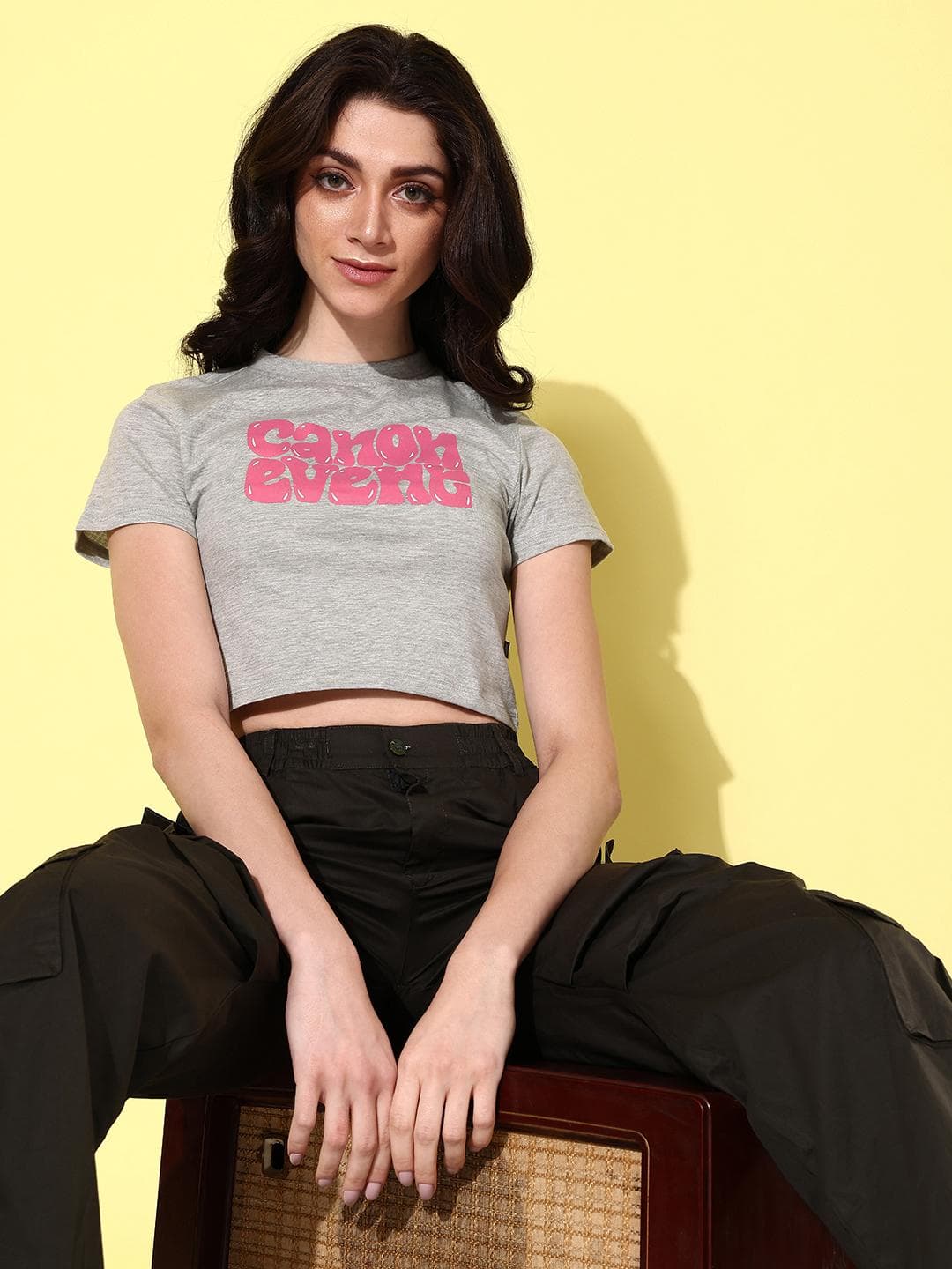 The Roadster Lifestyle Co. Typography Printed Crop T-shirt