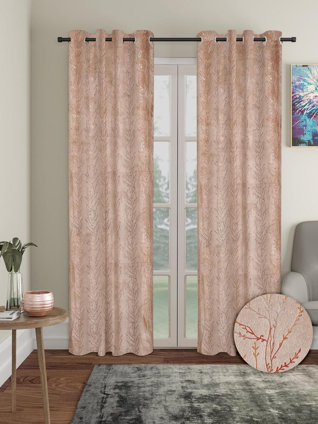 Aura 2 Pcs Velvet out Door Curtain