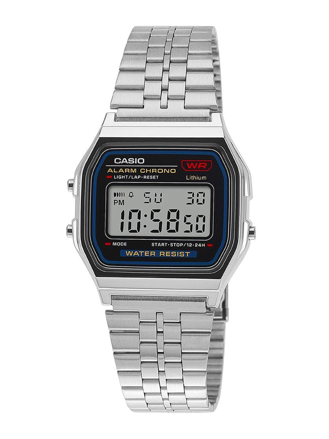 CASIO Vintage A159W-N1DF Black Digital Dial Silver Stainless Steel Band D339