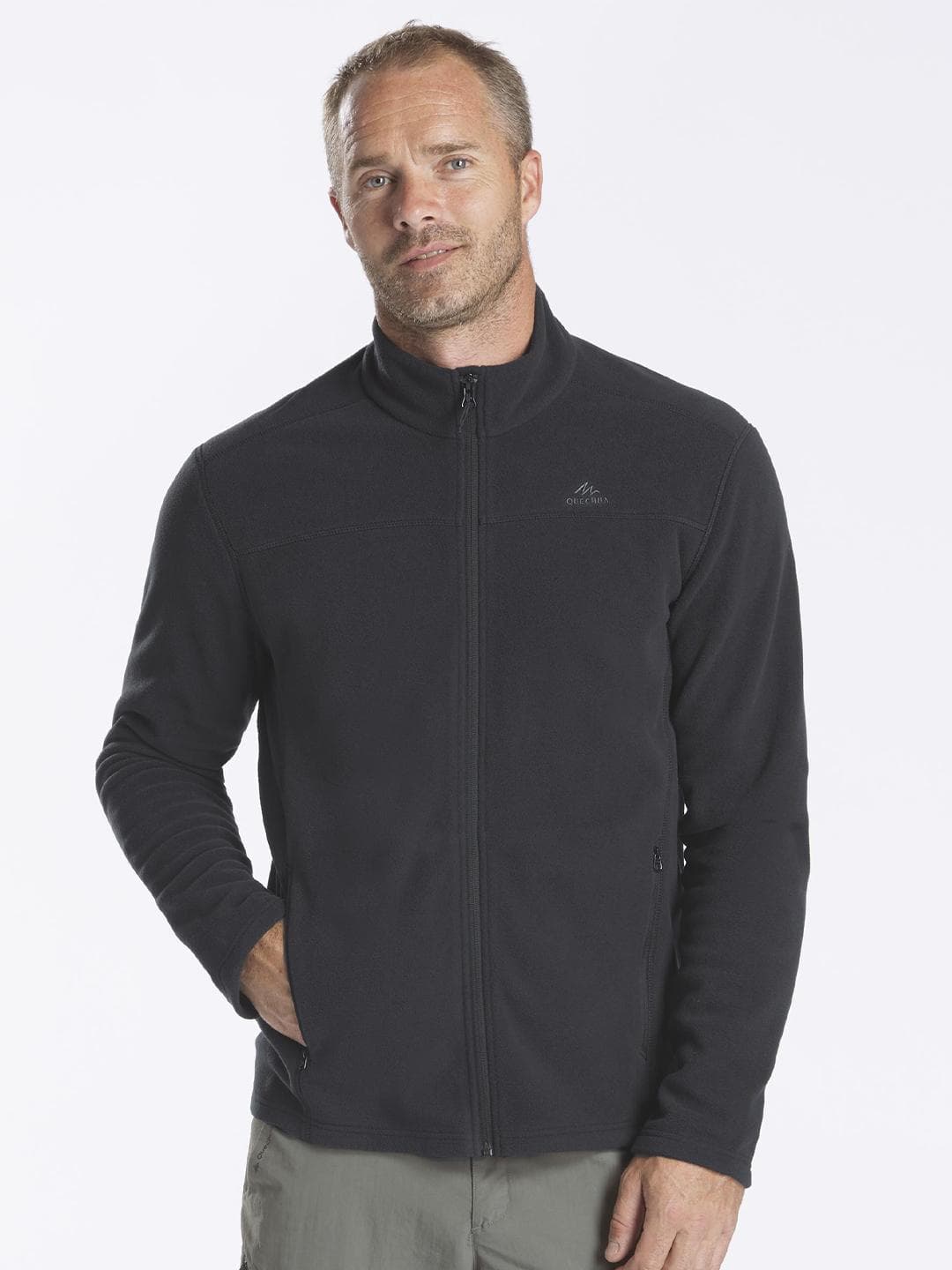 Decathlon Quechua - Men Black MH100 Breathable Mountain Hiking Fleece Jacket