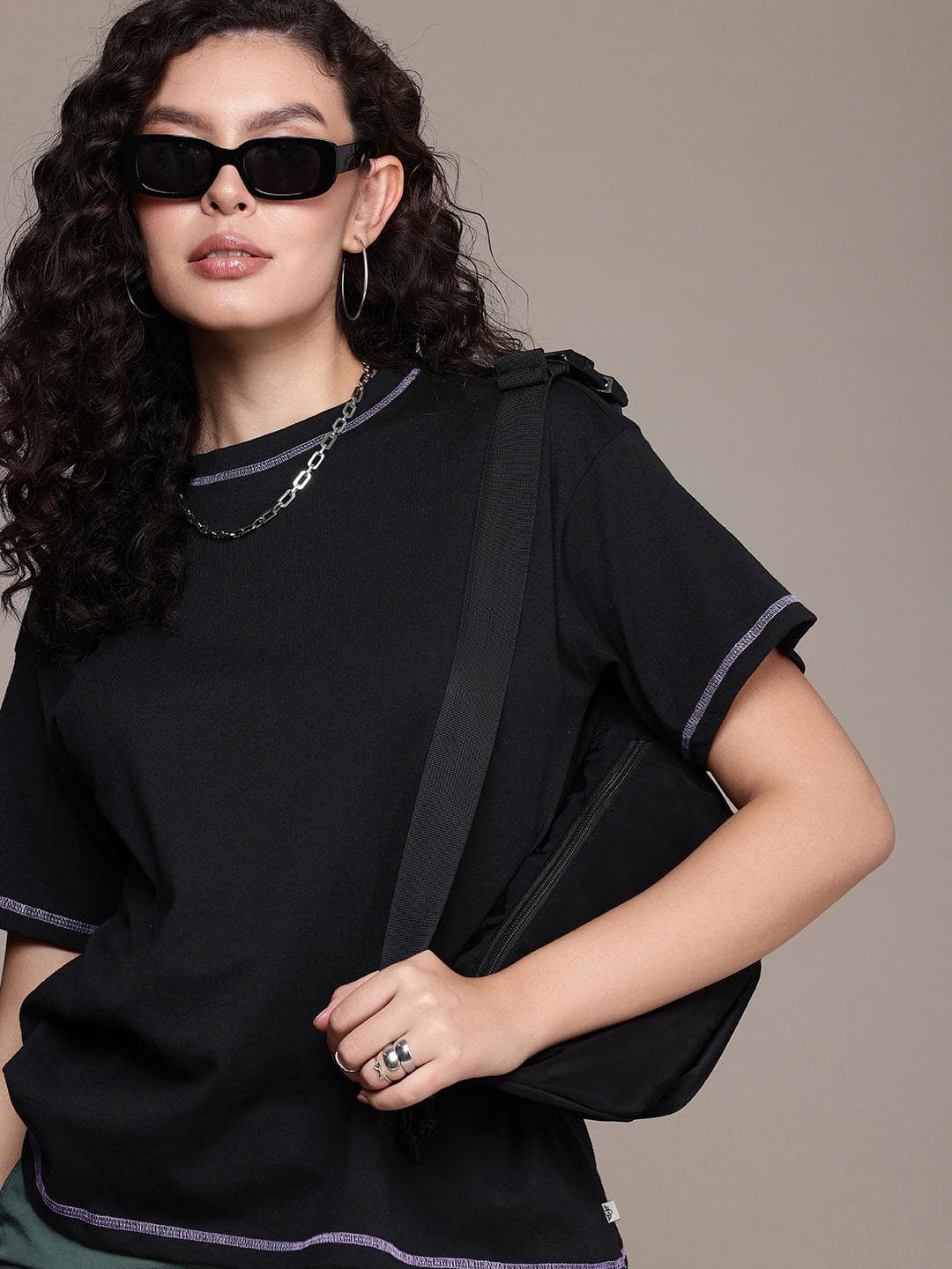 The Roadster Life Co. Drop-Shoulder Sleeves Oversized T-shirt