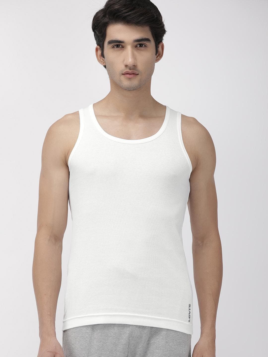 Buy Levis Men Solid Round Neck Sleeveless Pure Cotton Rib Vest - - Apparel for Men