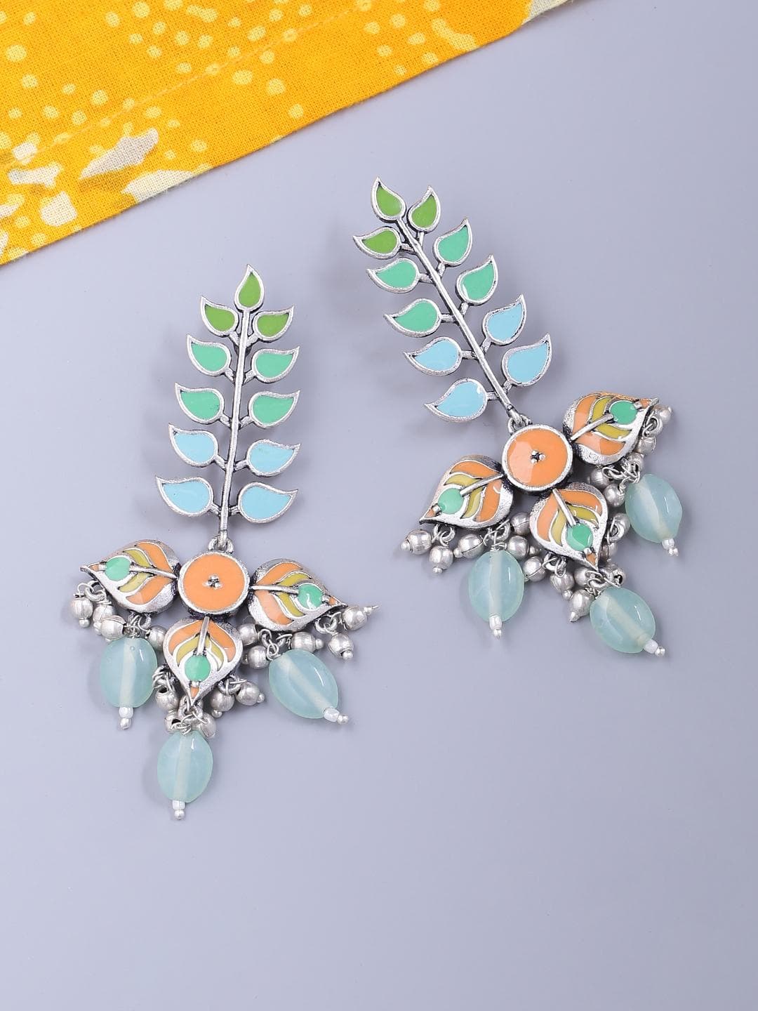 Buy Bagh E Fiza Colourful Enamel Embellished Earrings - - Accessories for Women