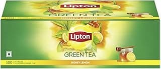Lipton Honey Lemon Green Tea Bags 100 pcs|| All Natural Flavour|| Zero Calories - Improves Metabolism & Reduces Waist