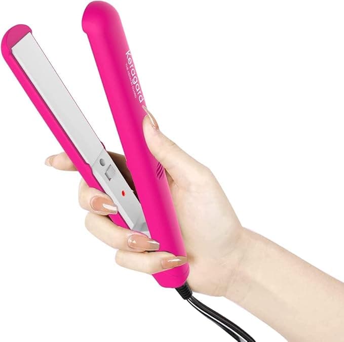 Mini 2 in 1 Hair Straightener and Curler 0.75 Inch, 30s Fast Heating, 190℃ Temperature Memory, 3D Floating Plate Design for Short Hair Curls Flat Iron Smart Ceramic Iron- (Color May Vary)