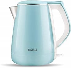 Havells Aqua Plus Electric Kettle 1.2 Litre, 1250 Watt | 304 Stainless Steel Inner Body | Cool Touch Body | Auto Shut-Off |Wider Mouth|2 Years Door Step Warranty by Havells (Blue)