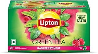 Lipton Green Tea, Raspberry Mint, 25 Tea Bags, for Weight Loss, with Catechins to Boost Metabolism, Zero Added Sugar, All Natural Ingredients