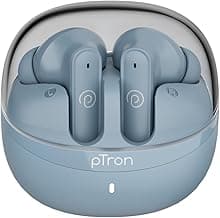 pTron Bassbuds Indie in-Ear TWS Earbuds w/ 10mm Drivers, 45Hrs Playtime, Dual HD Mic & AI-ENC Calls, Custom EQ, Mobile App, Bluetooth V5.4 Earphones, Voice Assistant, Type C Charging & IPX5 (Gray)