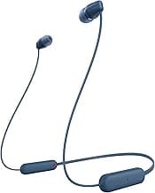 Sony WI-C100 Wireless Headphones with Customizable Equalizer for Deep Bass & 25 Hrs Battery, DSEE-Upscale, Splash Proof, 360RA, Fast Pair, in Ear Bluetooth Headset with Mic for Phone Calls (Blue)