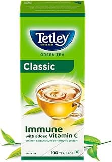 Tetley Green Tea, Classic, 100 Tea Bags Flavour : Regular