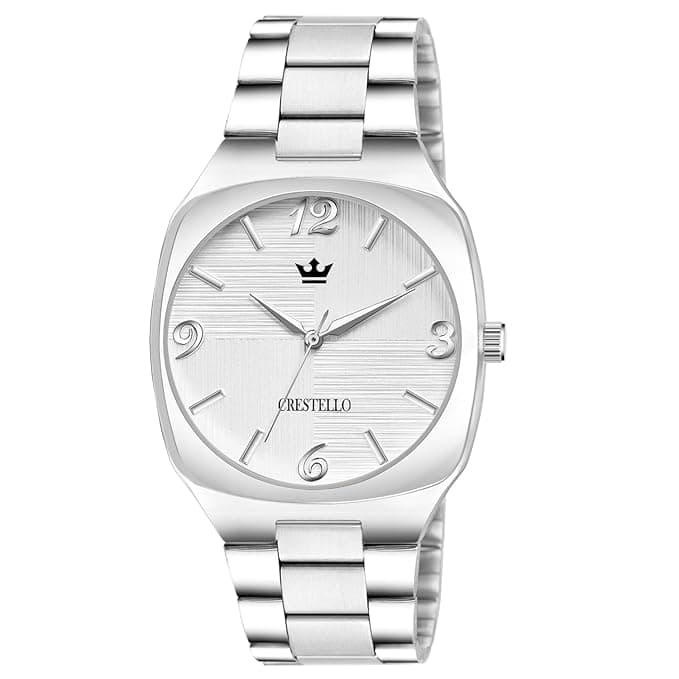 CRESTELLO Stainless Steel Chain Analog Wrist Watch for Men (Black/Brown/Green/White Dial) | CR-G251-CH
