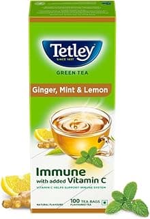 Tetley Green Tea, Ginger, Mint and Lemon, 100 Tea Bags