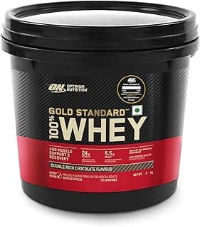 Optimum Nutrition (ON) Gold Standard 100% Whey Protein Powder 4 Kg (Double Rich Chocolate), for Muscle Support & Recovery, Vegetarian - Primary Source Whey Isolate