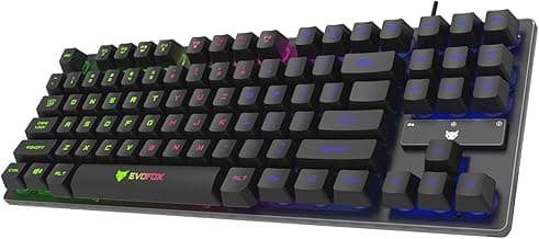 EvoFox Fireblade TKL Semi-Mechanical Gaming Keyboard with Rainbow Backlit& Breathing Effect, Floating Keycaps, 19 Anti-Ghosting & 12 Multimedia Keys, Windows Lock Key, Braided Cable (Black)