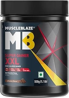 MuscleBlaze Super Gainer XXL Powder, Chocolate (5 Servings, 500g / 1.1lbs) | 15g Protein, 75g Carbs per Scoop | Muscle Mass High Protein Gainer
