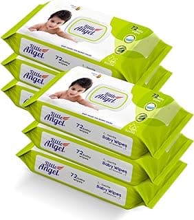 Little Angel Super Soft Cleansing Baby Wipes Lid Pack, 432 Count, Enriched with Aloe vera & Vitamin E, pH balanced, Dermatologically Tested & Alcohol-free, Pack of 6,72 count/pack