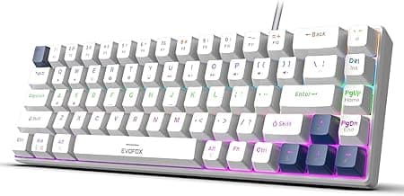 EvoFox Katana S Mini Wired Mechanical Keyboard | Hot-Swappable Silent Red Switches | 68-Key Compact Layout | Vivid Rainbow Backlighting | 1000Hz Polling Rate, All Keys Anti-Ghosting (White)