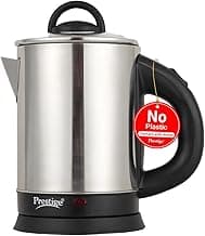 Prestige 1.7L PKGSS Stainless Steel Electric Kettle | 1350 Watts | Glass Lid with heat resistent handle | Single Touch lid locking |Automatic Cut Off | Silver
