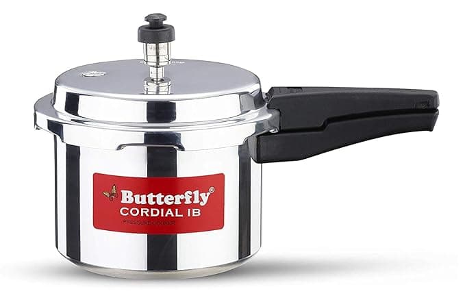 Butterfly Cordial 3 Litres Pressure Cooker | Outer Lid | Food Grade Virgin Aluminium | Induction & Gas Stove Compatible | ISI Certified | 2 Years Manufacturer's Warranty | Silver
