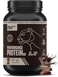 BeastLife Performance Yeast Protein Powder | 25g Protein | Chocolate |NABL Lab Certified | High Absorption for Muscle Growth |Smooth & Light, Easy to Digest with Ultrasorb Tech|5.64g BCAA | Best For Gut | Beta Glucan | Improves Immune Function | 1 Kg