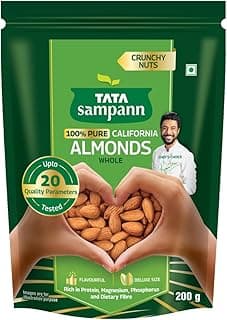Tata Sampann Pure California Almonds/Badam Whole, 200g, Real Nuts, High in Fiber, Badam Giri, Rich in Protein, Magnesium, Phosphorus and Dietary Fibre, Nuts & Dry Fruits, Value Pack