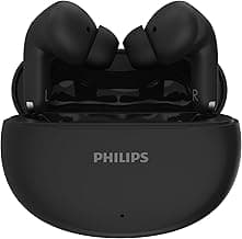 Philips TAT1269 Bluetooth Truly Wireless in Ear Earbuds with mic, 13mm Drivers, Bluetooth 5.4, 40H Playtime, IPX5, Fast Charging, Touch Controls, Voice Assistant, Mono Mode, LED Indicator (Deep Black)