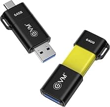 EVM EnXO 64GB OTG Flash Drive USB 3.2 Gen 1 | Versatile Dual USB Type-C & Type-A Connectors | Rapid 120MB/s Read| Smartphone Laptop Tablet Smart TV | Plug & Play | 10 Years Warranty (ENXO/64GB)