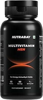Nutrabay Pro Active Multivitamin for Men with Zinc, Magnesium, Vitamin B,C,A,E – Enhances Energy, Immunity & Better Sleep– 60 Veg Capsules | 100% RDA for Viamins & Minerals | Purity Tested Supplement