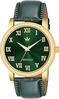 CRESTELLO Brown/Black/Green Faux Leather Strap Analog Wrist Watch for Men | 1 Year Warranty* | CR-GLD252